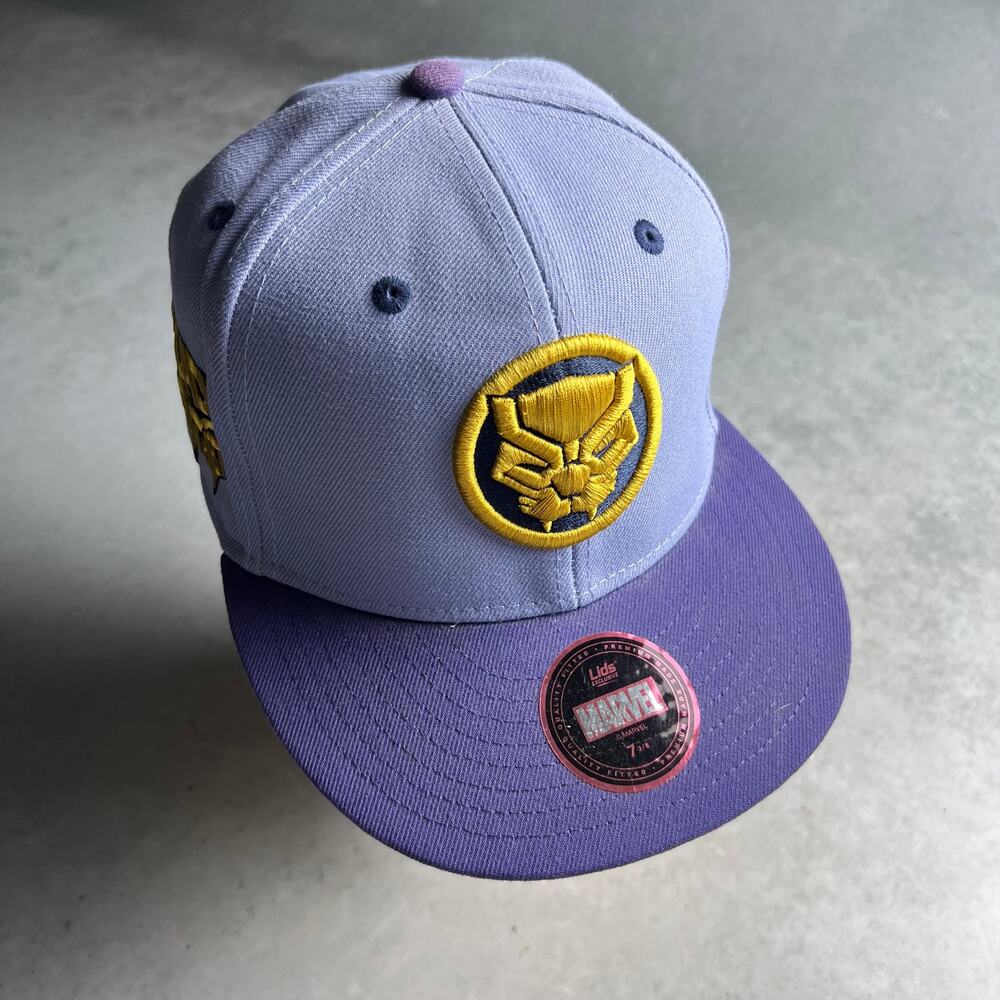 Black Panther Logo Patch Marvel Lids Exclusive Purple Fitted Cap Hat 7 3/8